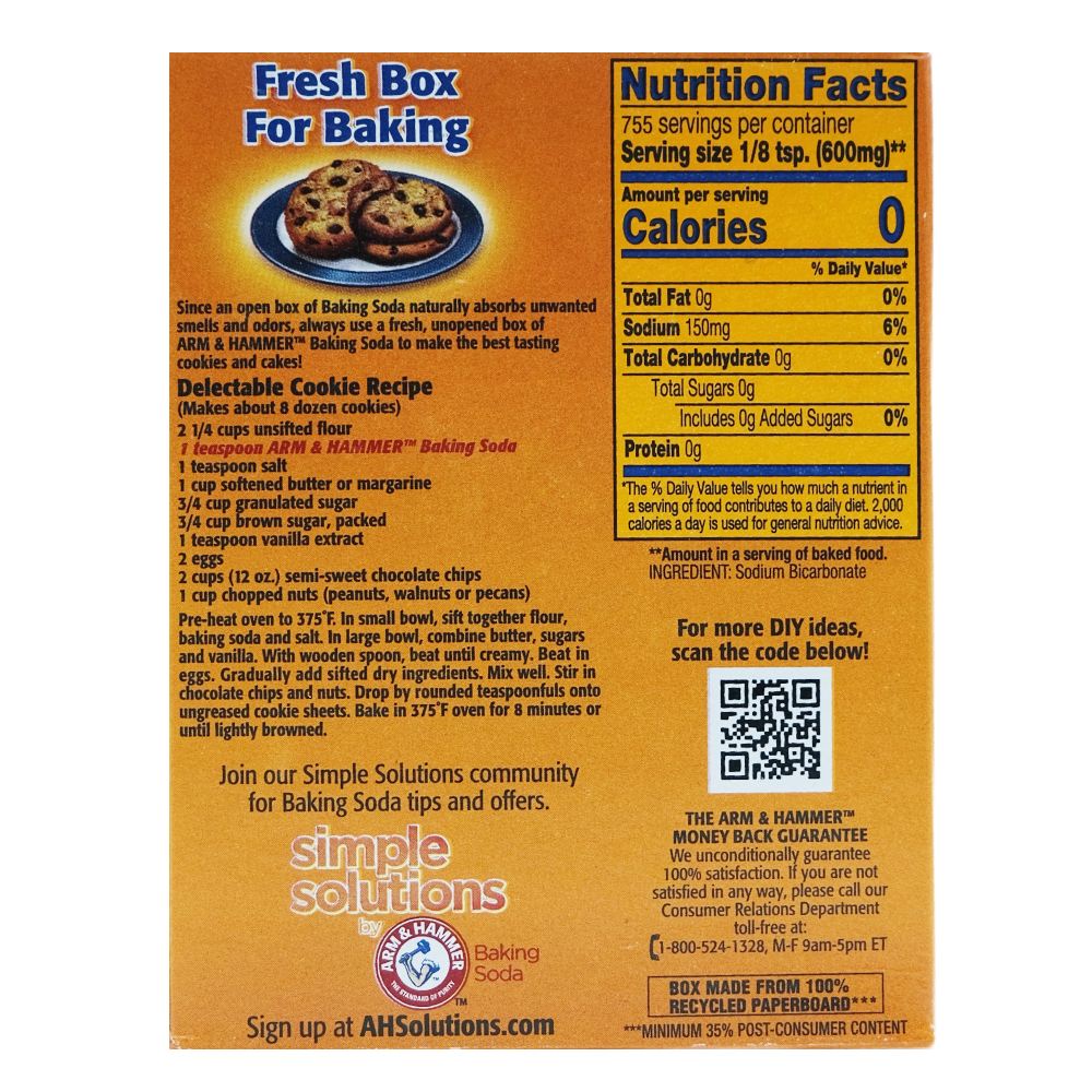 Arm & Hammer Pure Baking Soda 454g back image