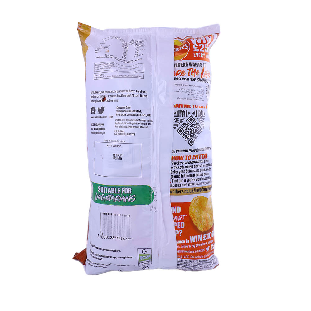 Walkers Ready Salted Chips 25g [6 Pack] back image