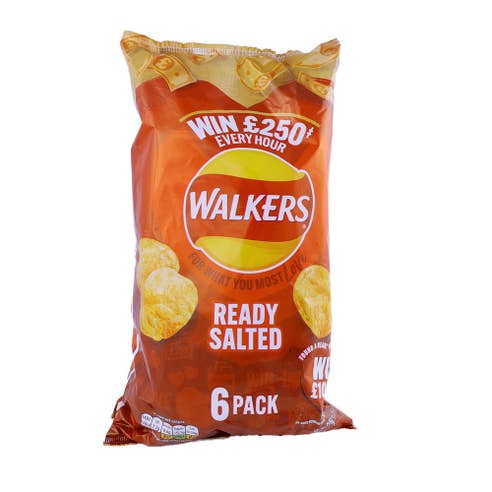 Walkers Ready Salted Chips 25g [6 Pack] - Available at Alosra Online Supermarket