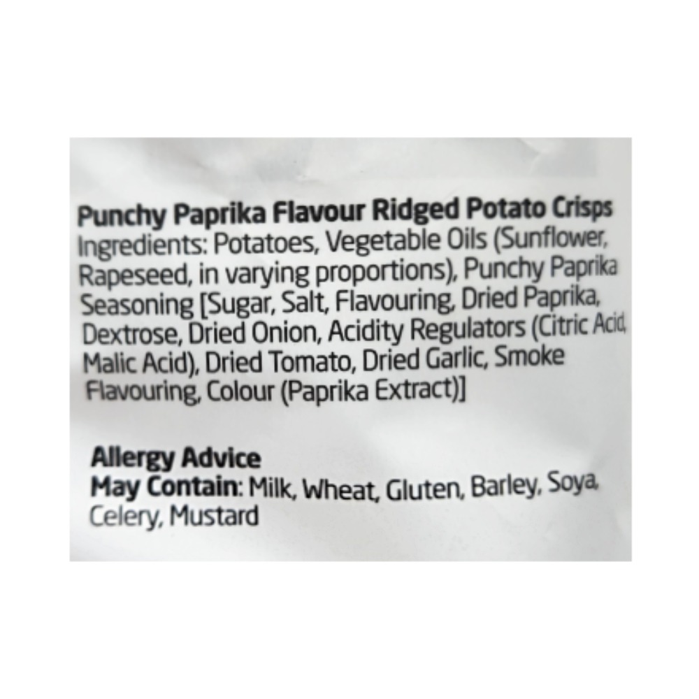 Walkers Max Punchy Paprika Chips 50g back image