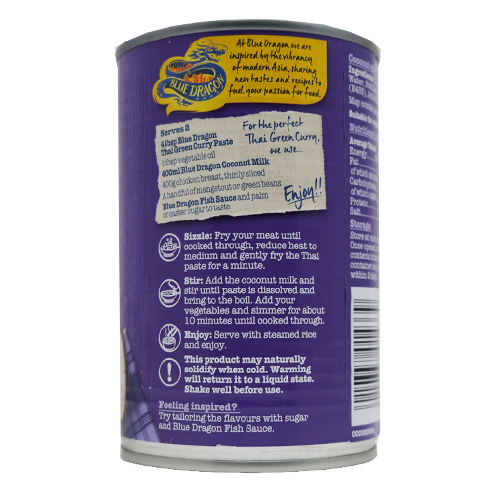 Blue Dragon Coconut Milk 400ml back image
