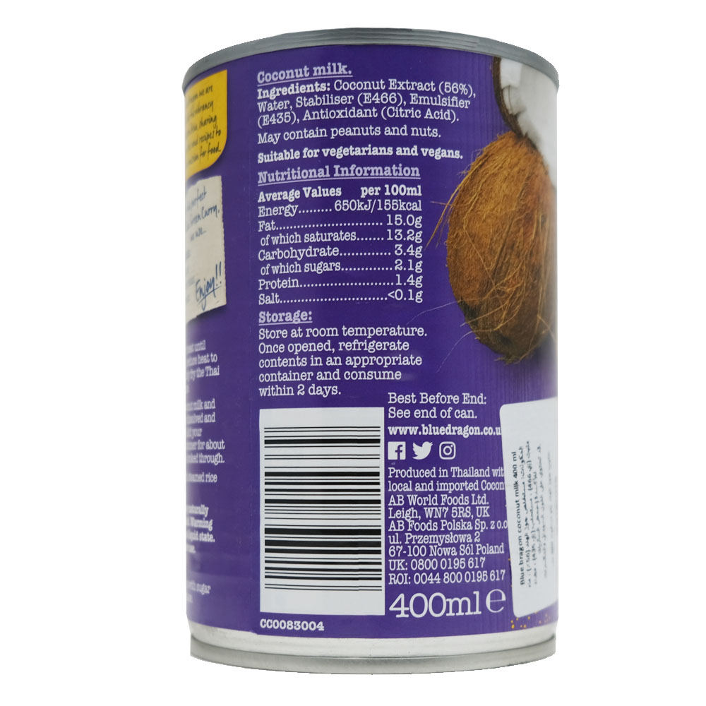 Blue Dragon Coconut Milk 400ml right side image
