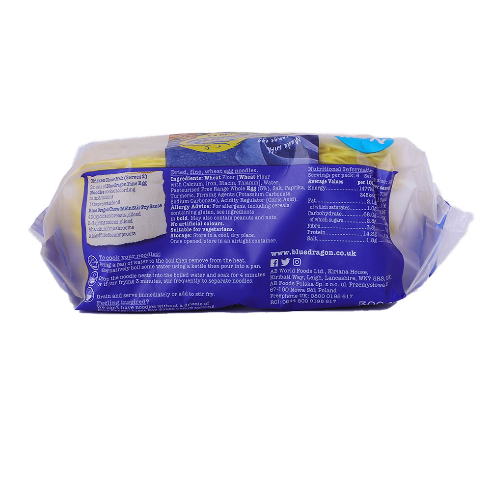 Blue Dragon Fine Egg Noodles 300g back image
