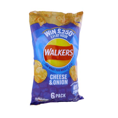 Walkers Cheese & Onion Chips 25g [6 Pack] - Available at Alosra Online Supermarket