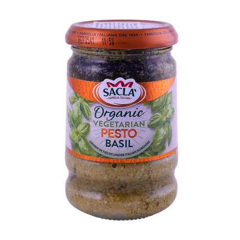 Sacla Organic Vegetarian Basil Pesto 190g - Available at Alosra Online Supermarket