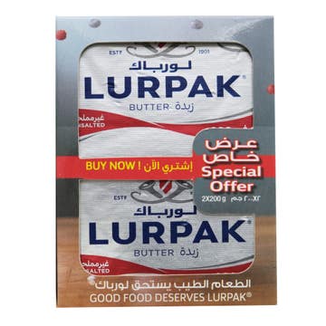 Lurpak Unsalted Butter 2x200g [Special Offer] - Available at Alosra Online Supermarket