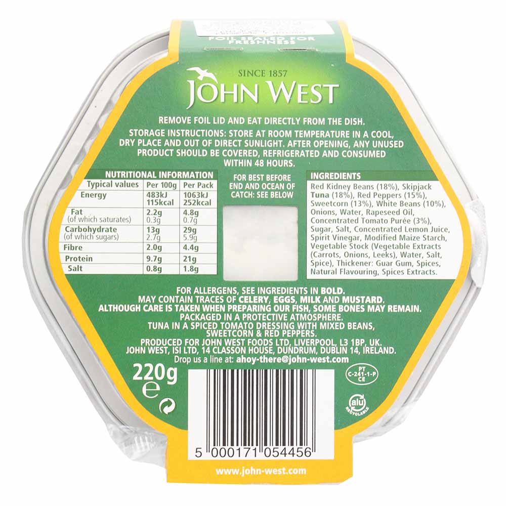 John West Lunch Mexican Style Tuna Salad 220g- Product ingredients image