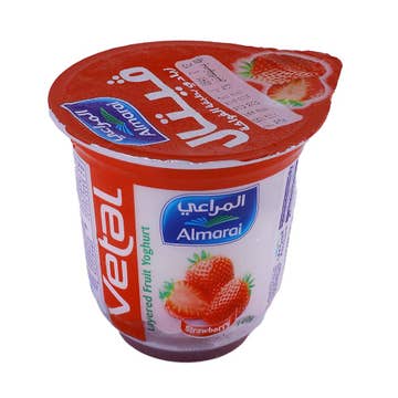 Almarai Vetal Layered Strawberry Yoghurt 140g - Available at Alosra Online Supermarket
