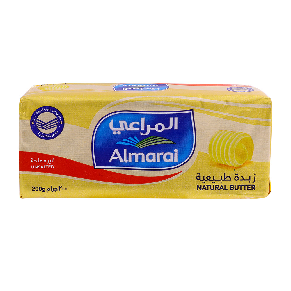 Almarai Natural Butter Unsalted 200g - Available at Alosra Online Supermarket