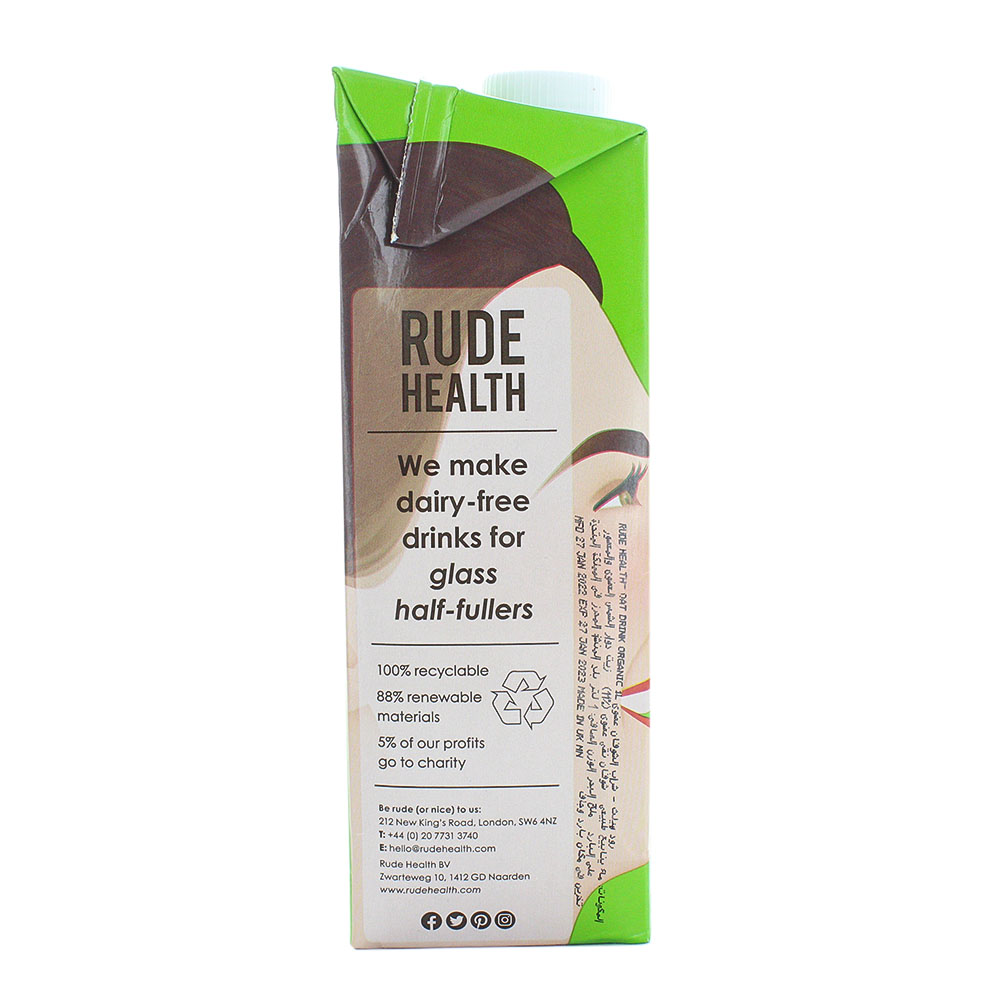 Rude Health Organic Oat Drink 1L right side image