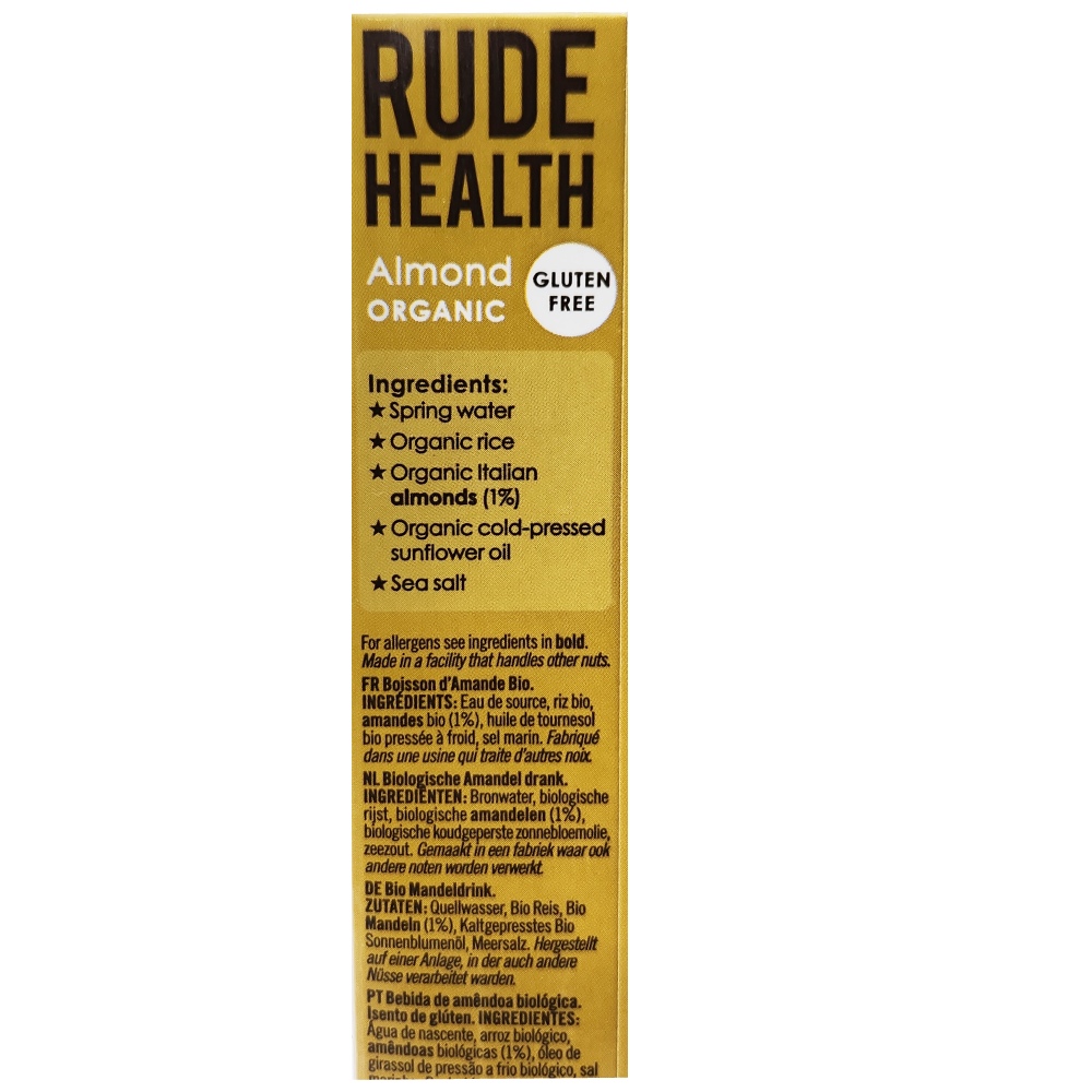Rude Health Organic Almond Milk 1L back image