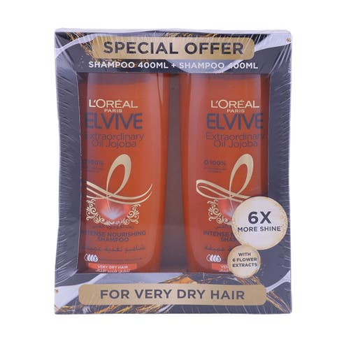 L'Oreal Elvive Extraordinary Oil Shampoo Dry & Very Dry Hair 2x400ml [Special Offer] 