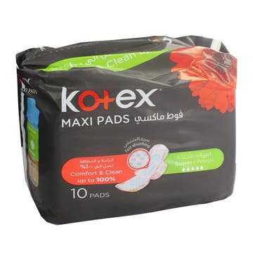 Kotex Maxi Super Wings Sanitary Pads 10's - Available at Alosra Online Supermarket