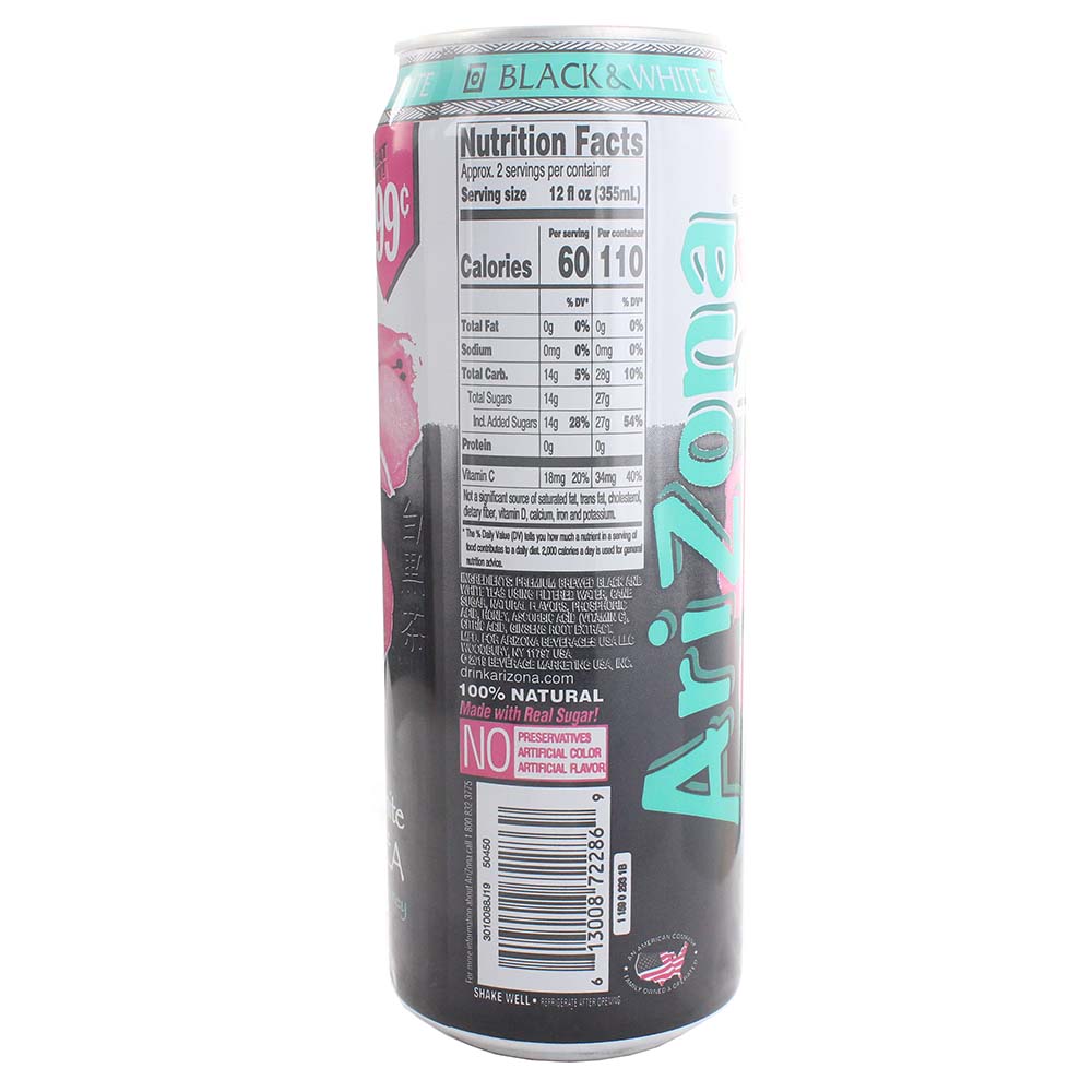 AriZona Black & White Iced Tea 680ml- Product ingredients image