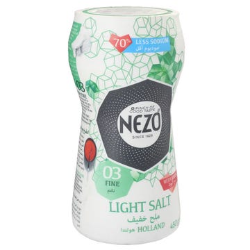 Nezo Less Sodium Fine Light Salt 450g - Available at Alosra Online Supermarket