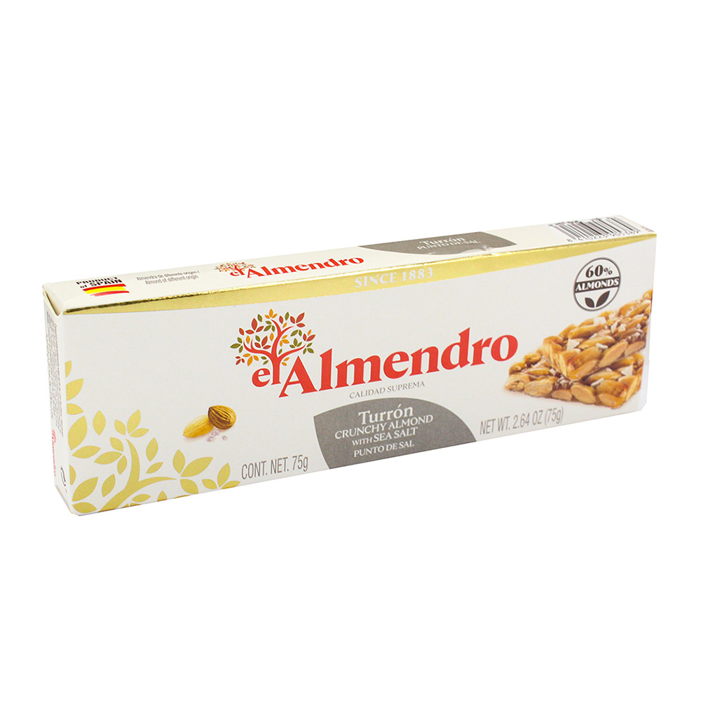 El Almendro Crunchy Almond With Sea Salt Turron 75g - Available at Alosra Online Supermarket