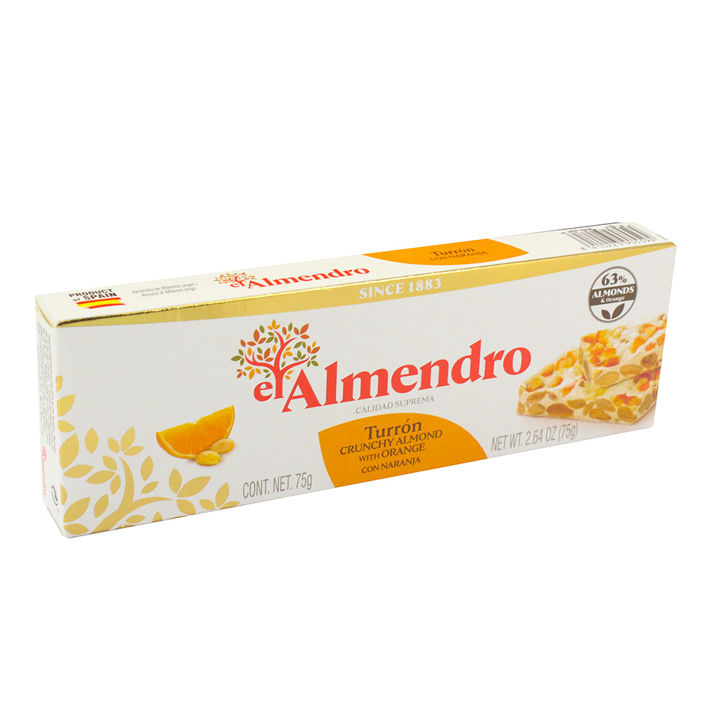 El Almendro Crunchy Almond With Orange Turron 75g - Available at Alosra Online Supermarket