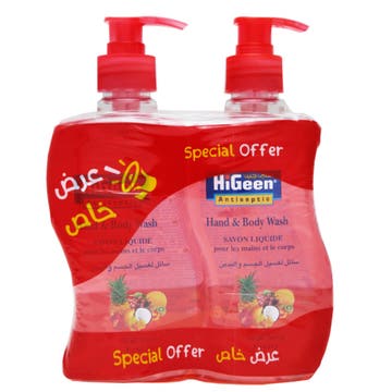 HiGeen Fruity Hand & Body Wash 2x500ml [Special Offer] 