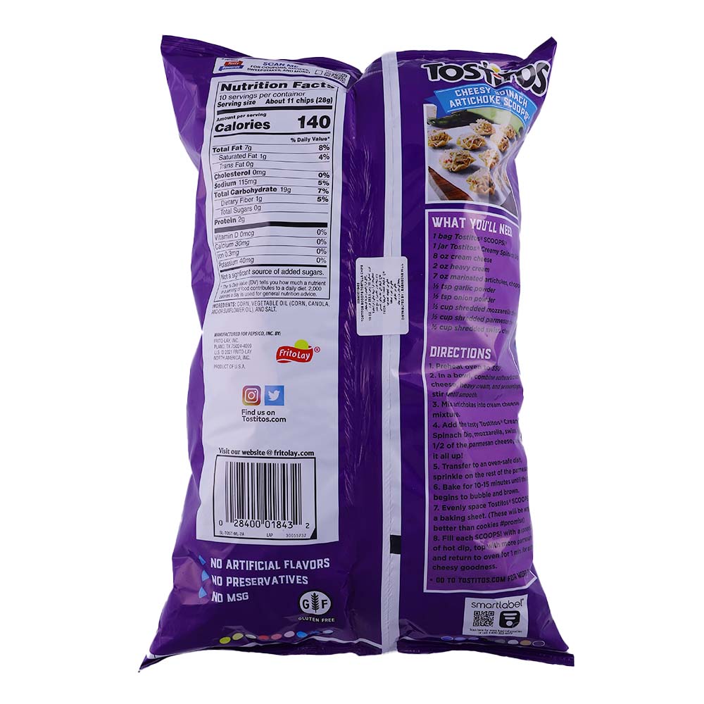 Tostitos Scoops Original Tortilla Chips 10Oz back image
