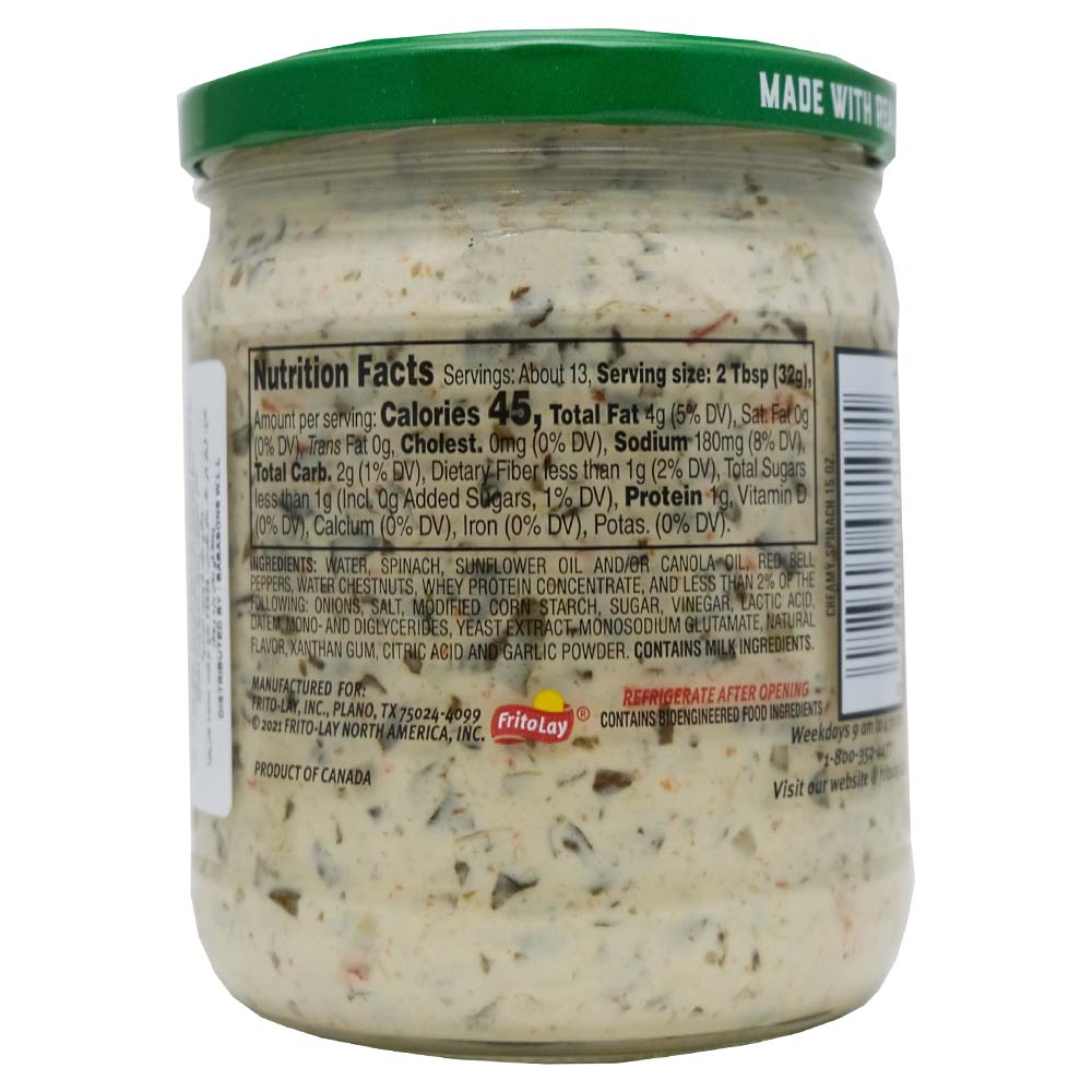 Tostitos Creamy Spinach Dip 425.2g back image