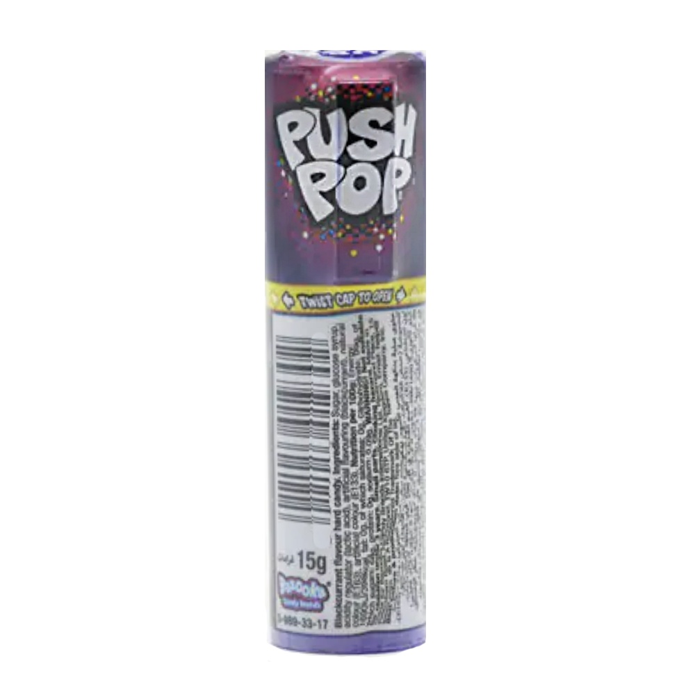 Bazooka Push Pop Blackcurrant Candy 15g back image