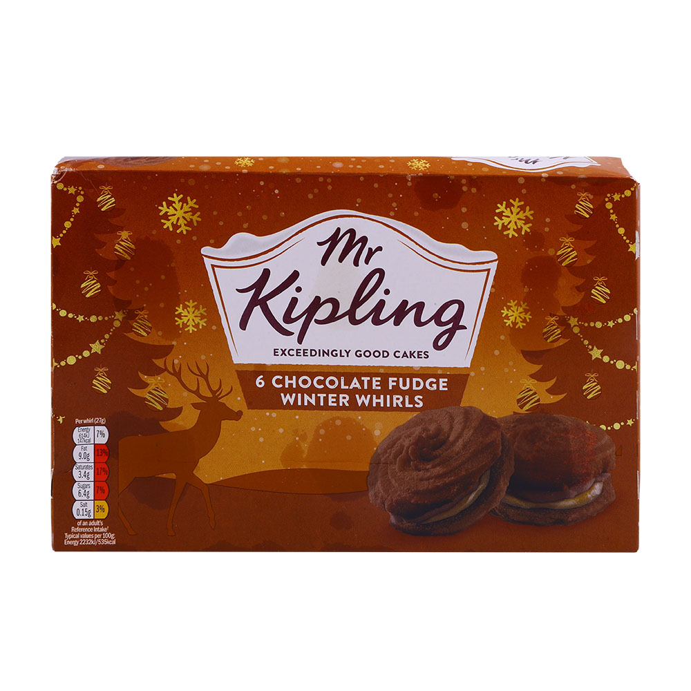 Mr Kipling Chocolate Fudge Winter Whirls 6Pk 150g - Available at Alosra Online Supermarket