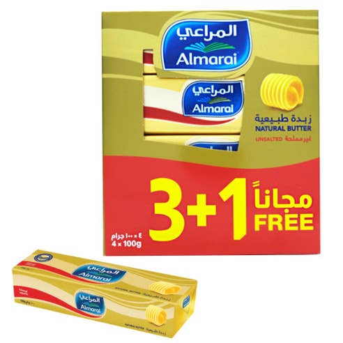 Almarai Natural Unsalted Butter 4x100g [Special Offer] - Available at Alosra Online Supermarket