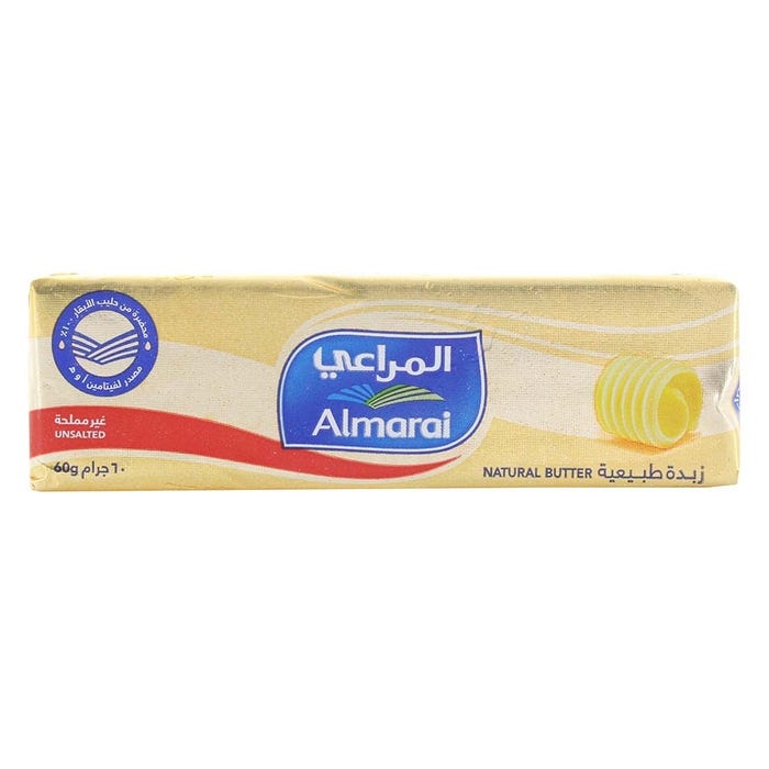 Almarai Natural Unsalted Butter 60g - Available at Alosra Online Supermarket