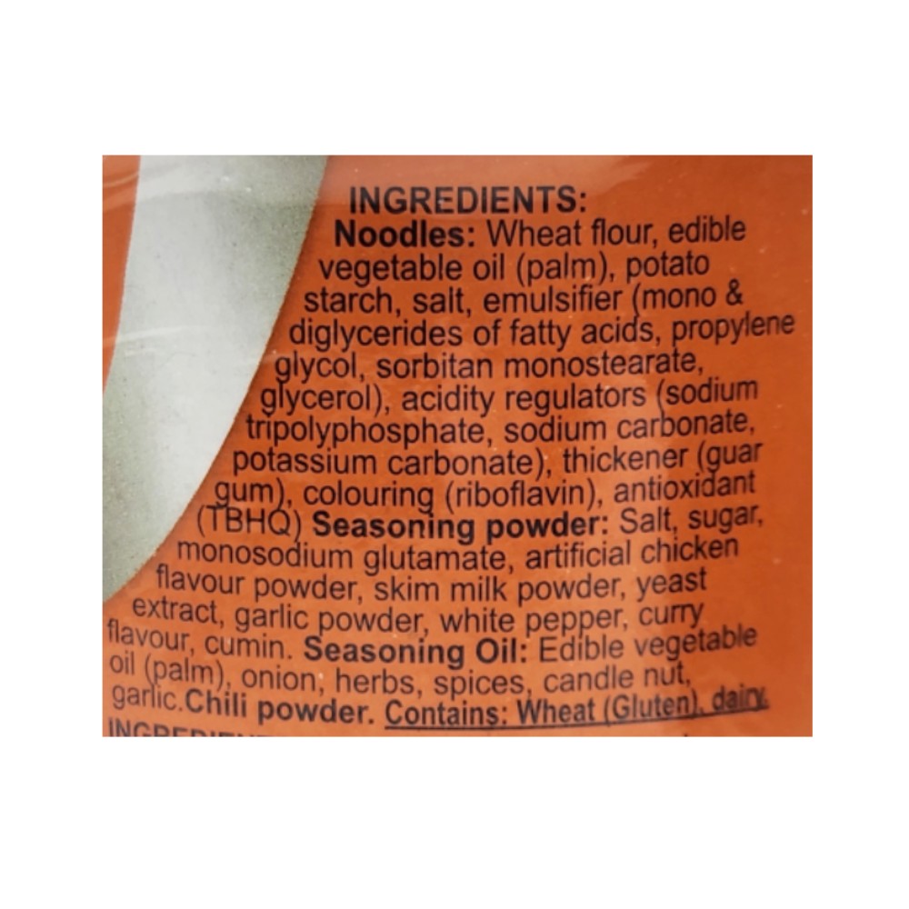 Indomie Curry Fusion Noodles Cup 60g back image