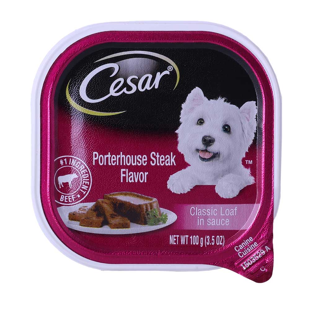 Cesar Porterhouse Steak Flavor Dog Food 100g – Available at Alosra Online Supermarket