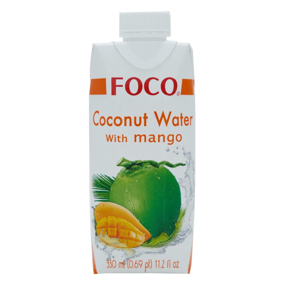 Foco UHT Coconut Water With Mango Tetra 330ml - Available at Alosra Online Supermarket