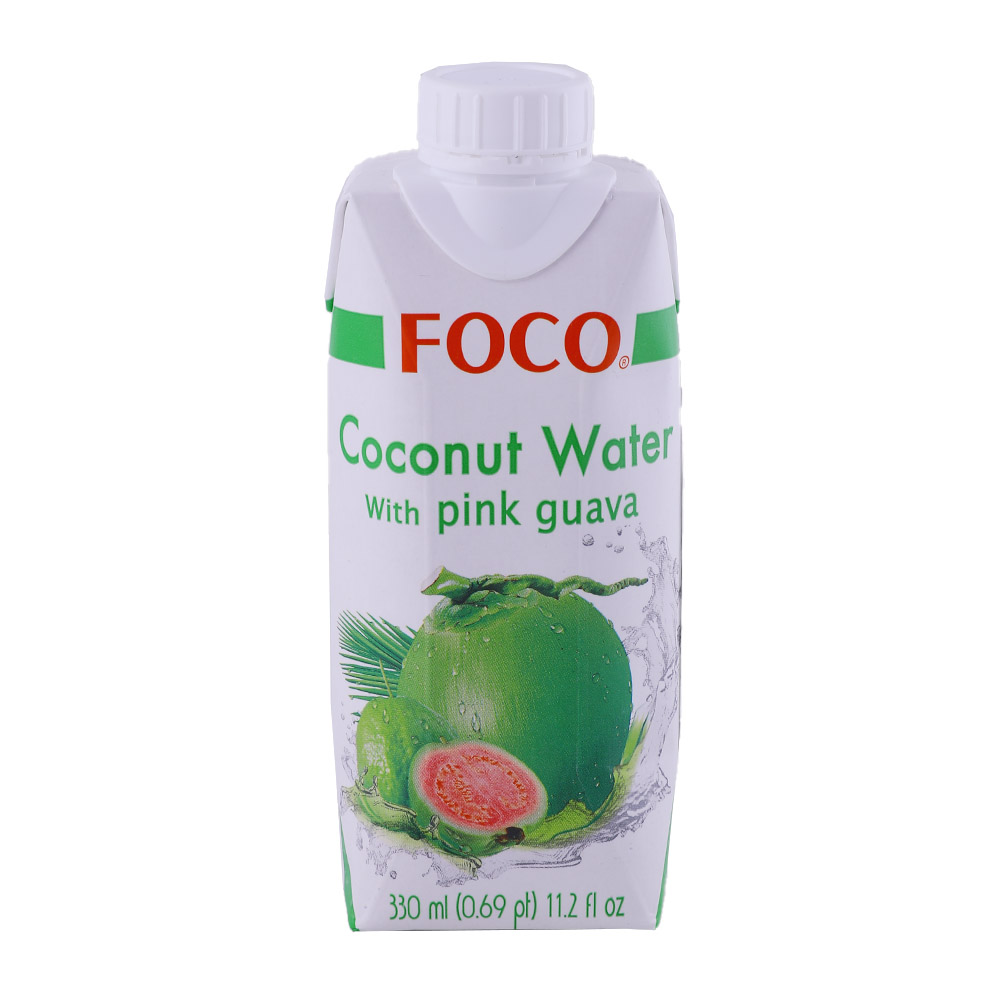 Foco UHT Coconut Water With Pink Guava Tetra 330ml - Available at Alosra Online Supermarket