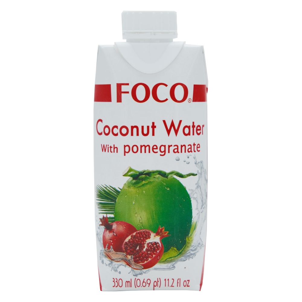 Foco UHT Coconut Water With Pomegranate Tetra 330ml - Available at Alosra Online Supermarket