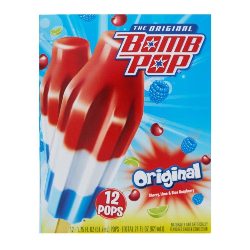 Bomb Pops Original Cherry Lime & Blue Raspberry 12 Pcs 621ml