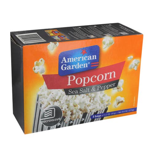 American Garden Microwave Popcorn Sea Salt & Pepper 273g - Available at Alosra Online Supermarket