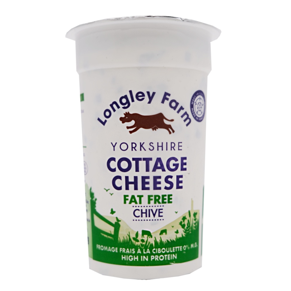 Longley Farm Fat Free Cottage Cheese With Chives 250g - Available at Alosra Online Supermarket