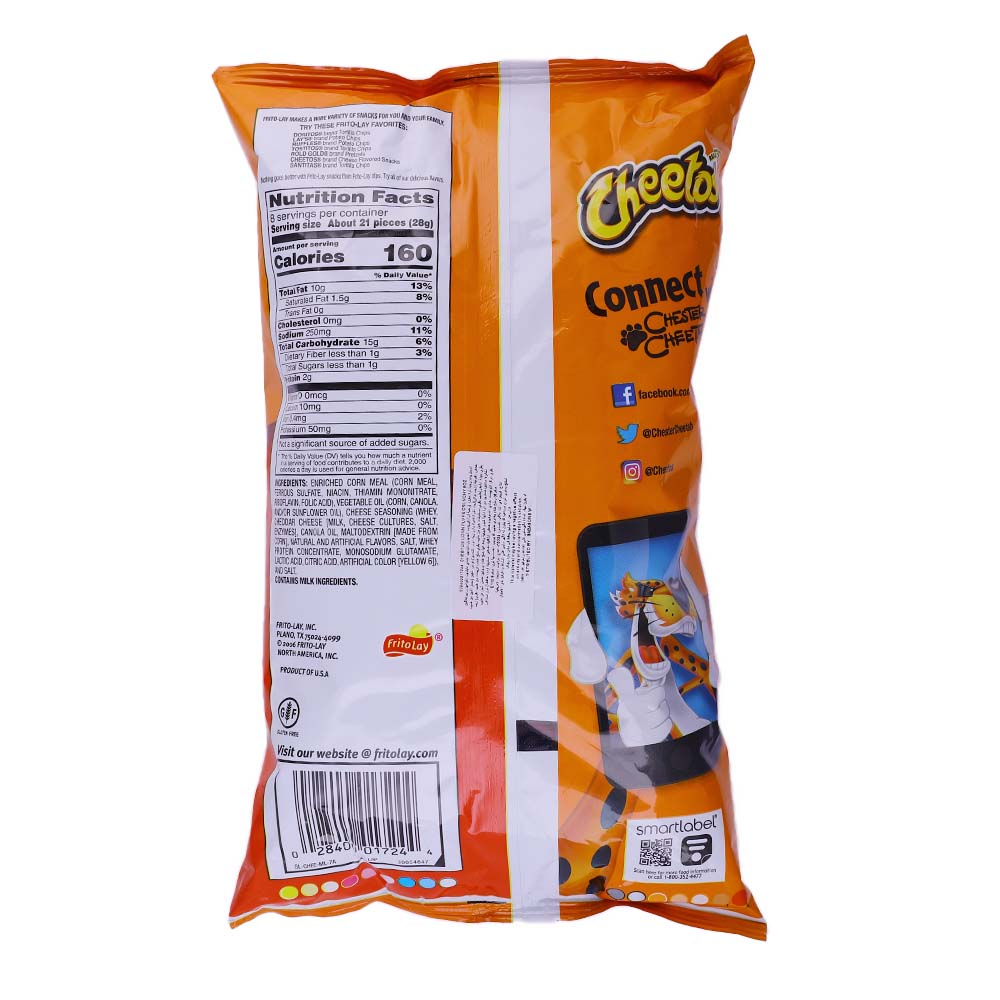 Cheetos Crunchy Cheese Flavour Snacks 226.8g back image