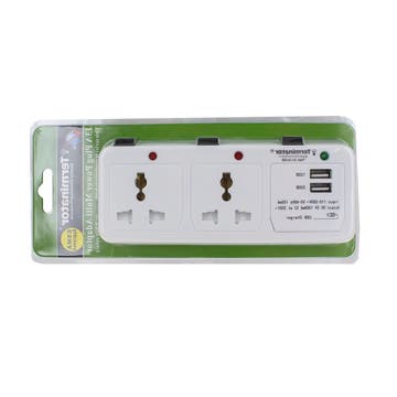 Terminator 2 Way Socket with 2 USB Points - Available at Alosra Online Supermarket