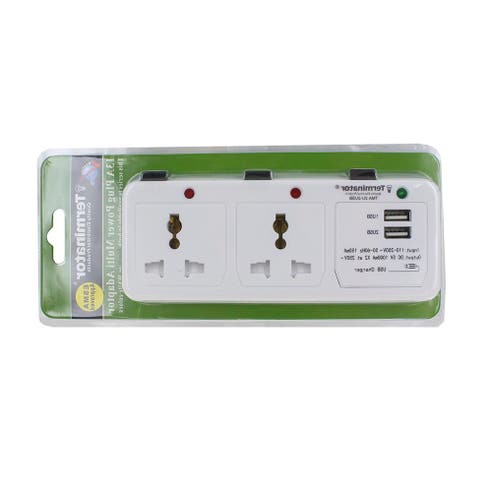 Terminator 2 Way Socket with 2 USB Points - Available at Alosra Online Supermarket