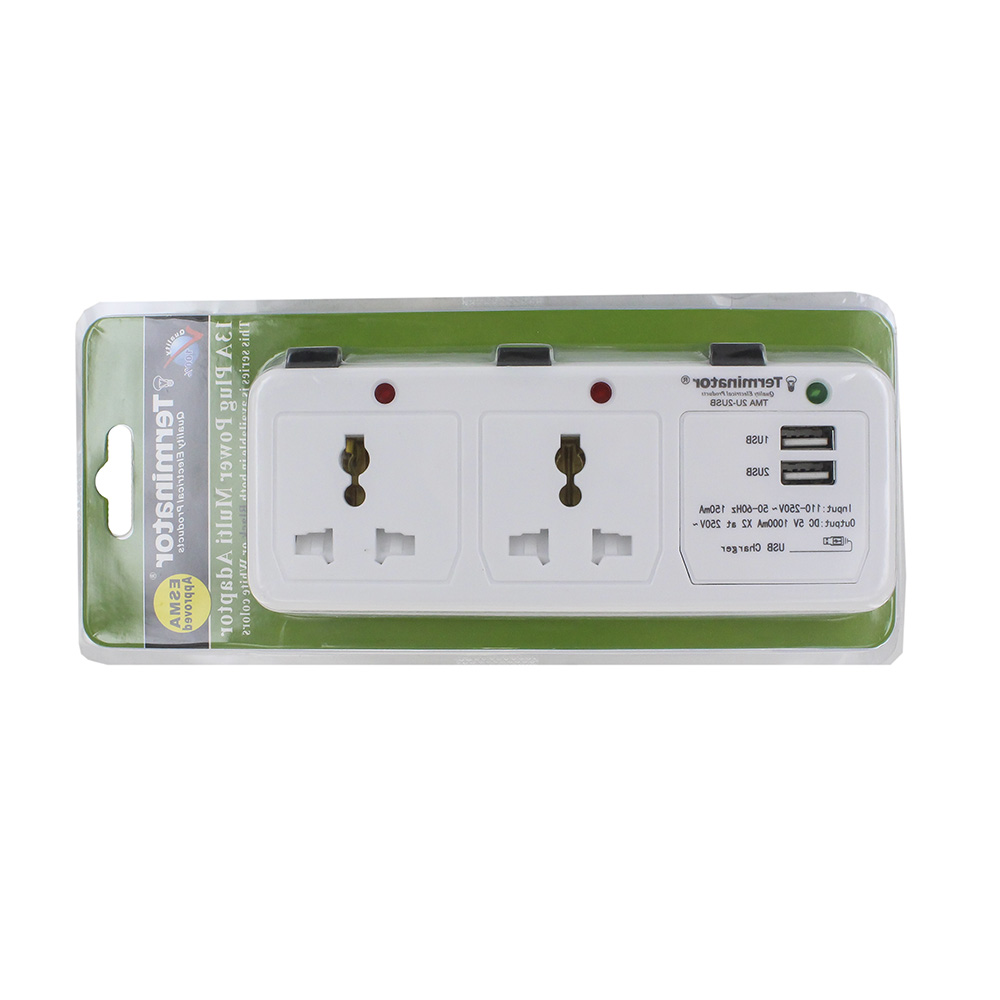 Terminator 2 Way Socket with 2 USB Points