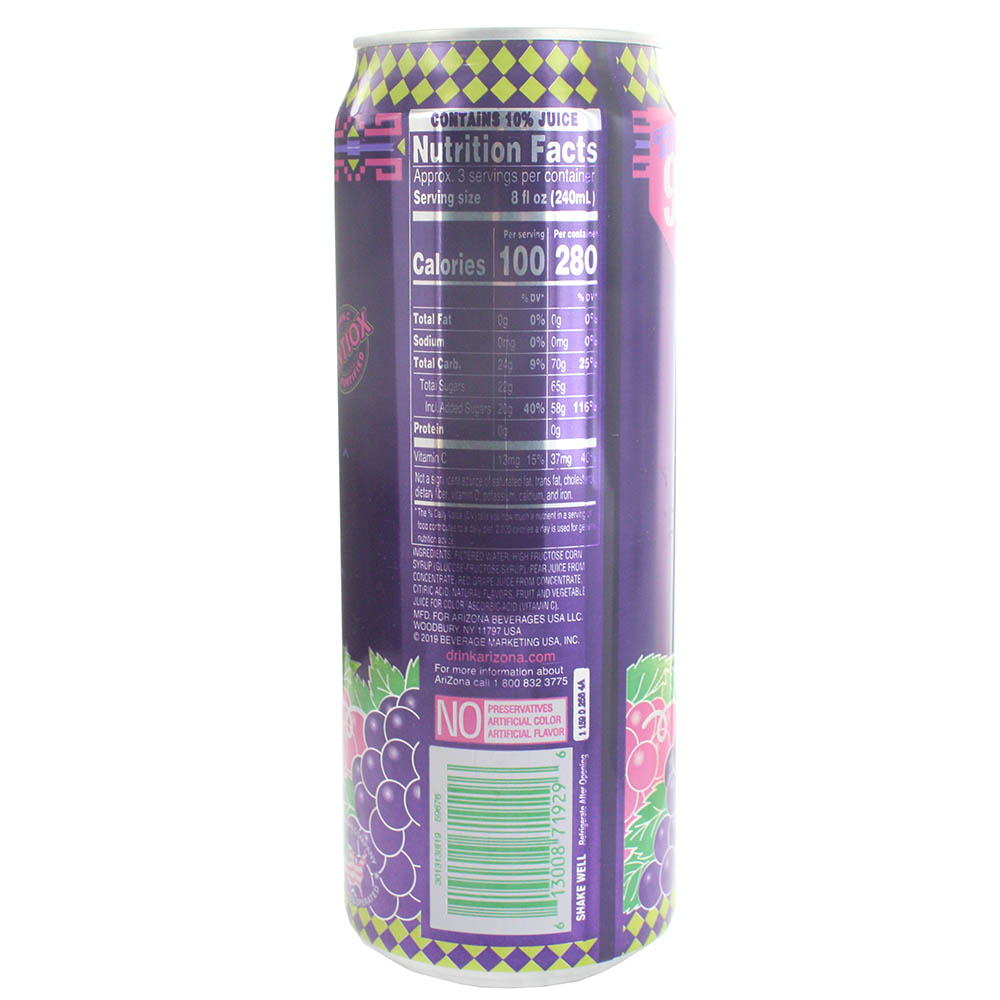 AriZona Grapeade 650ml- Product ingredients image