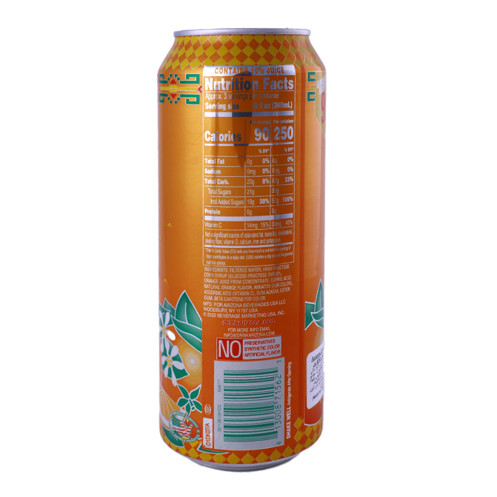 Arizona Orangeade Fruit Juice Cocktail 650ml back image