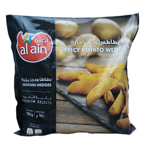 Al Ain Hot Spicy Potato Wedges 750g - Available at Alosra Online Supermarket