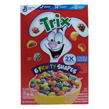 General Mills Trix 6 Fruity Shapes Cereal 303g - Available at Alosra Online Supermarket