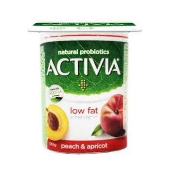 Activia Peach & Apricot Low Fat Yoghurt 120g - Available at Alosra Online Supermarket