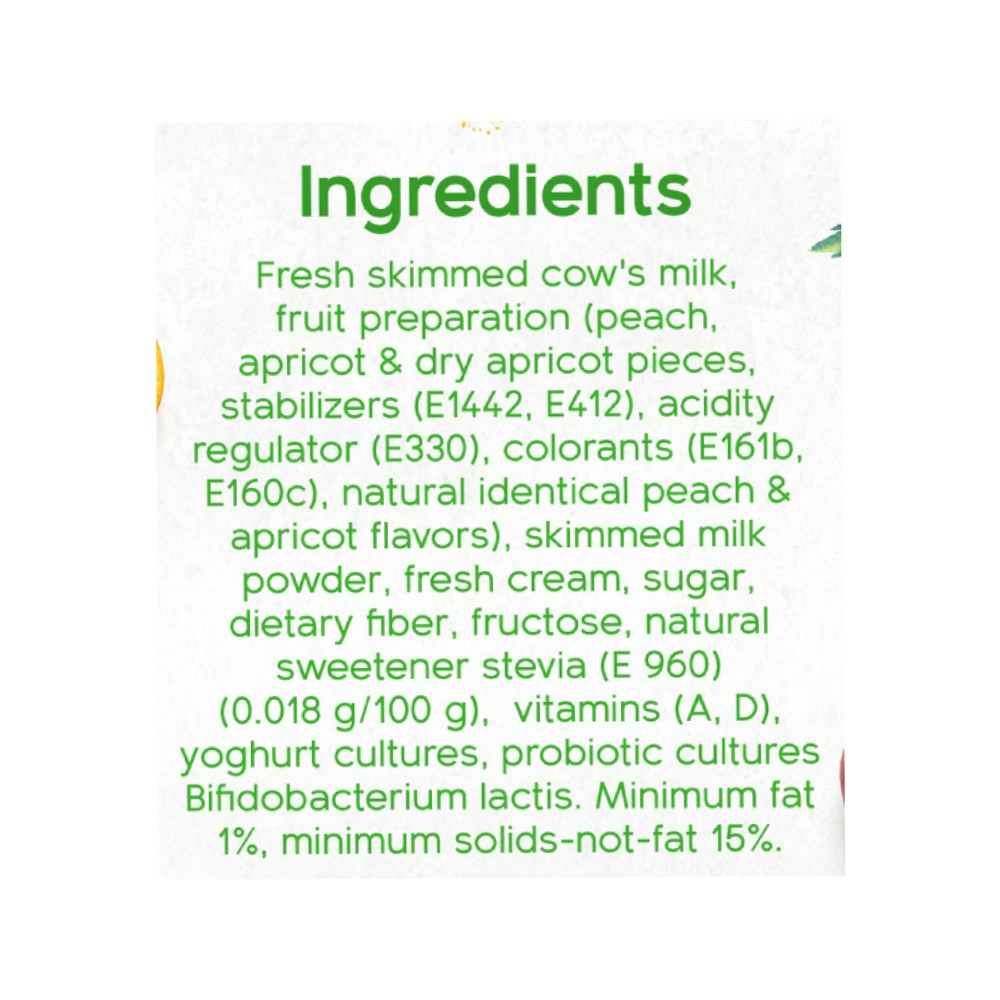 Activia Peach & Apricot Low Fat Yoghurt 120g right side image