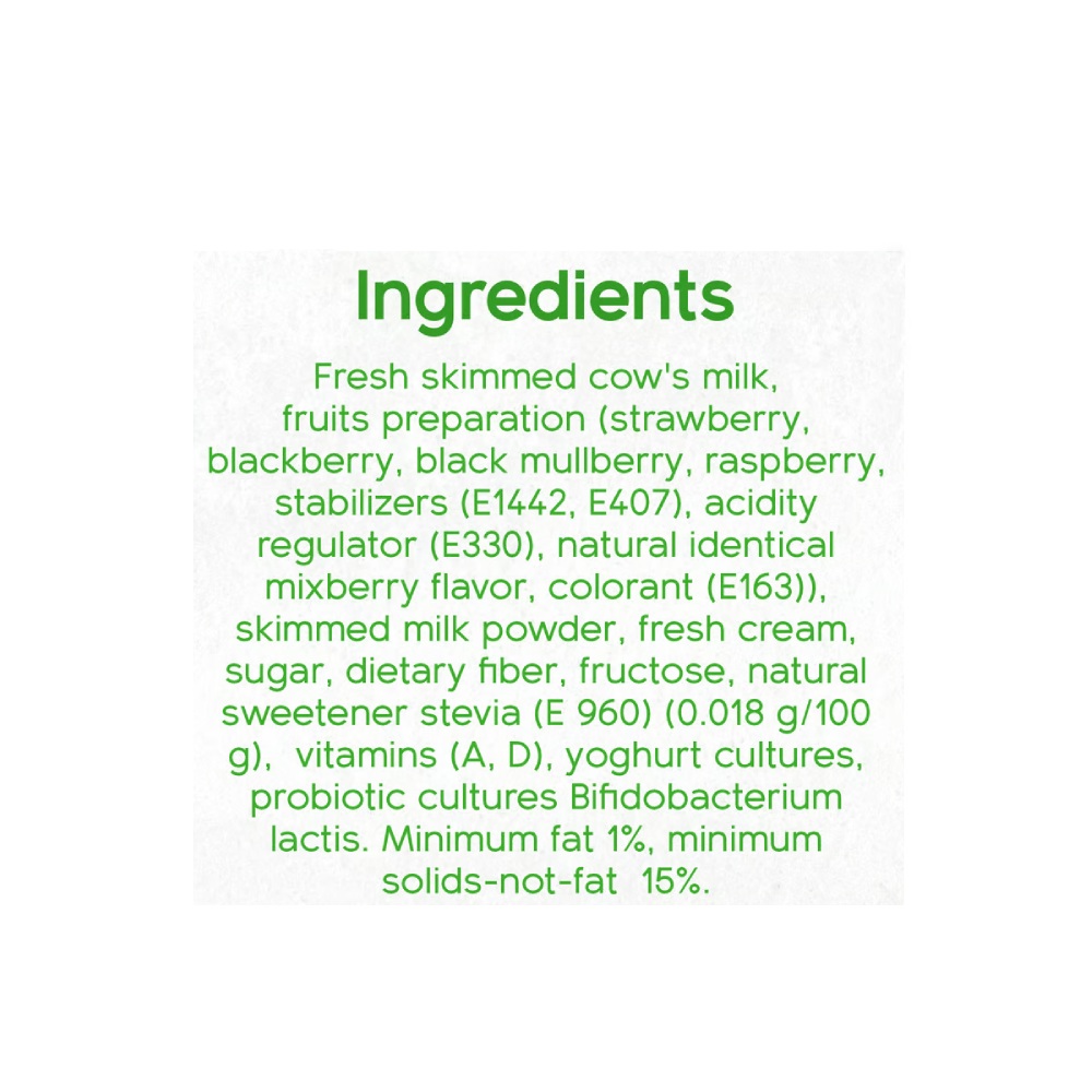 Activia Mixed Berry Low Fat Yoghurt 120g back image