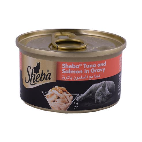 Sheba Flaked Tuna Topped With Salmon In Gravy 85g - Available at Alosra Online Supermarket