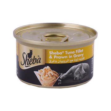 Sheeba Tuna Fillets & Prawns In Gravy 85g - Available at Alosra Online Supermarket