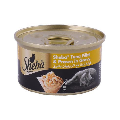 Sheeba Tuna Fillets & Prawns In Gravy 85g - Available at Alosra Online Supermarket